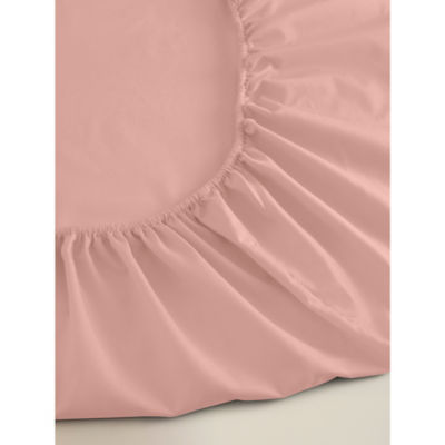 Pink Plain Fitted Sheet Single thumbnail 3