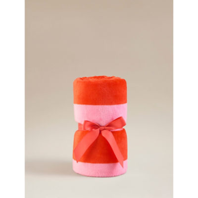Red & Pink Stripe Supersoft Throw - 150cm x 120cm thumbnail 2
