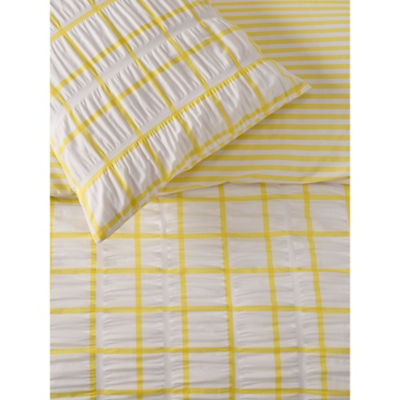 Yellow Box Check Seersucker Duvet Set Single thumbnail 3