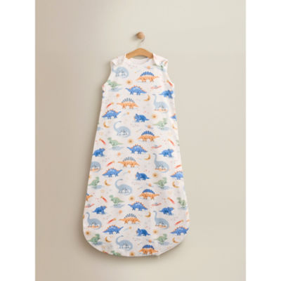 Blue & White Dino Cotton Sleep Bag 2.5 Tog thumbnail 2