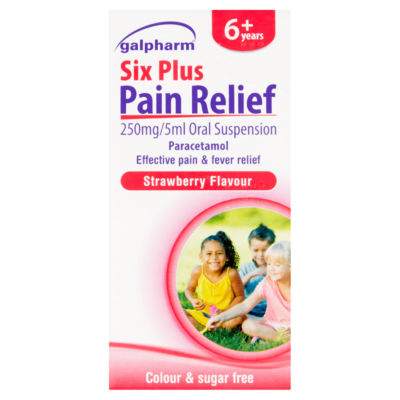 Six Plus Pain Relief Paracetamol Strawberry Flavour 80ml 6+ Years thumbnail 2