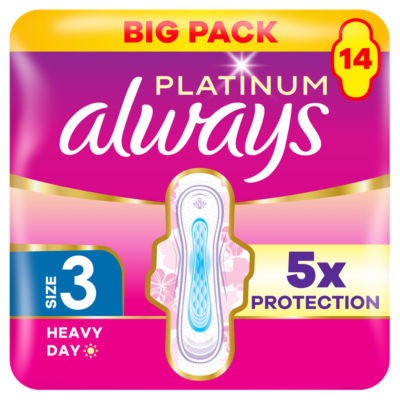 Always Platinum Day & Night (Size 3) Sanitary Towels With Wings