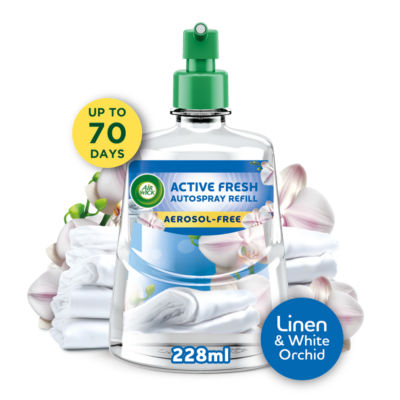 Active Fresh Refill, Fresh Linen & White Orchid Air Freshener, 228ml thumbnail 2