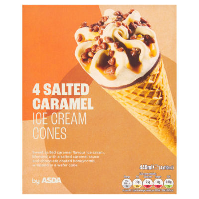 Salted Caramel Ice Cream Cones 4 x 110ml (440ml) thumbnail 2