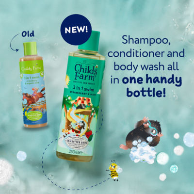 3 in 1 Swim 250ml, Strawberry & Mint, Gentle Shampoo, Conditioner & Body Wash for Kids thumbnail 3