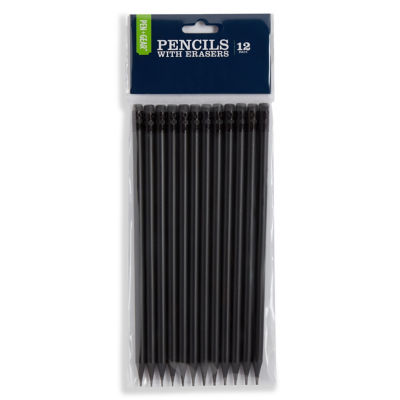 Black Pencils with Erasers 12 Pack