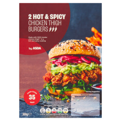 ASDA 2 Hot & Spicy Chicken Thigh Burgers 300g thumbnail 2