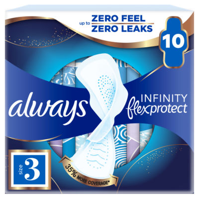 Infinity FlexProtect Sanitary Towels Night (Size 3) With Wings 10 Pads thumbnail 2