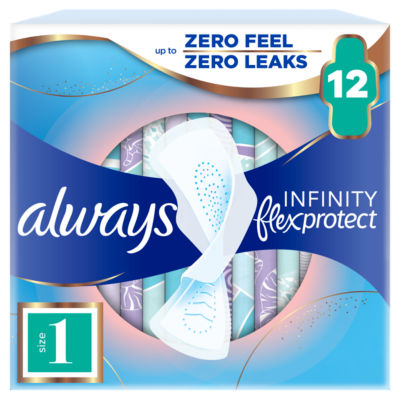 Infinity FlexProtect Sanitary Towels Normal (Size 1) With Wings 12 Pads thumbnail 2