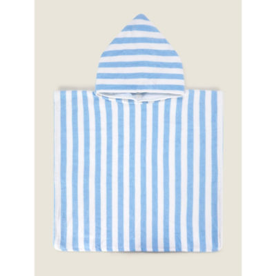 Blue Stripe Cotton Poncho Small thumbnail 2