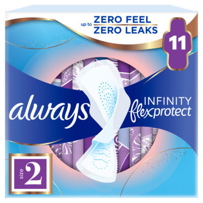 Infinity FlexProtect Sanitary Towels Long (Size 2) With Wings 11 Pads thumbnail 2