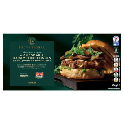4 Aberdeen Angus Cheddar & Caramelised Onion Beef Quarter Pounders 454g thumbnail 2
