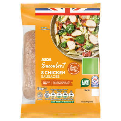 ASDA 8 Succulent Chicken Sausages 454g thumbnail 2