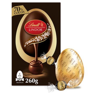 Lindor Dark Chocolate Egg With Lindor 70% Cocoa Truffles 260g thumbnail 2
