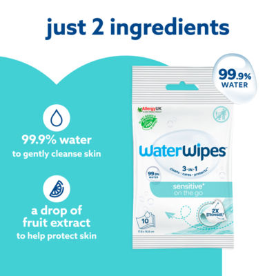 Sensitive+ On The Go Wipes, 3-In-1 Cleans, Cares, Protects, 99.9% Water, Unscented Wet Wipes,10 Count thumbnail 4