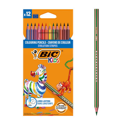 Bic Kids Kids Evolution Stripes Colouring Pencils 12pk