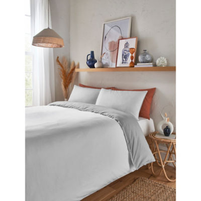 White Reversible Textured Duvet Set - Single thumbnail 2