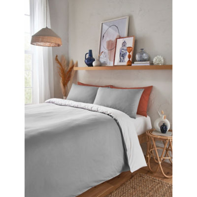 White Reversible Textured Duvet Set - Single thumbnail 3