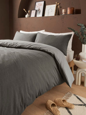 George Home Black Reversible Textured Duvet Set - Double