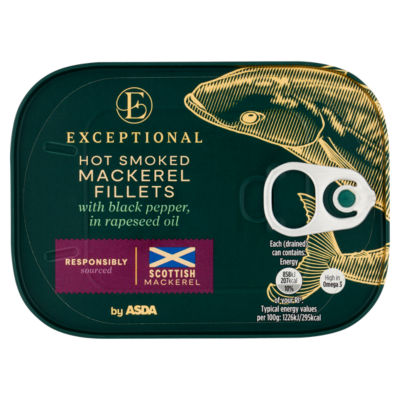 Exceptional by Hot Smoked Mackerel Fillets with Black Pepper, in Rapeseed Oil 110g