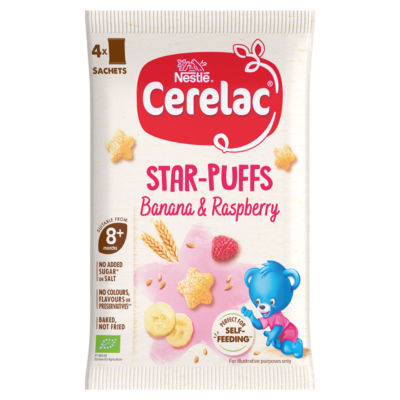 Banana & Raspberry Star-Puffs Baby Finger Food 8+ Months 4 x 7g (28g) thumbnail 2