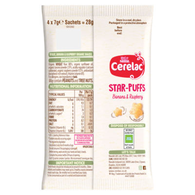 Banana & Raspberry Star-Puffs Baby Finger Food 8+ Months 4 x 7g (28g) thumbnail 3