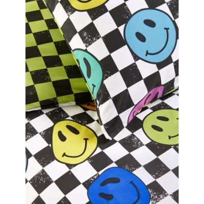 Black Checkerboard Smiley Face Duvet Set Single thumbnail 3