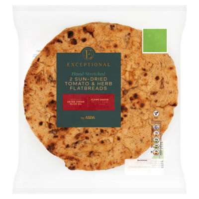 Exceptional by ASDA Hand-Stretched 2 Sun-Dried Tomato & Herb Flatbreads
