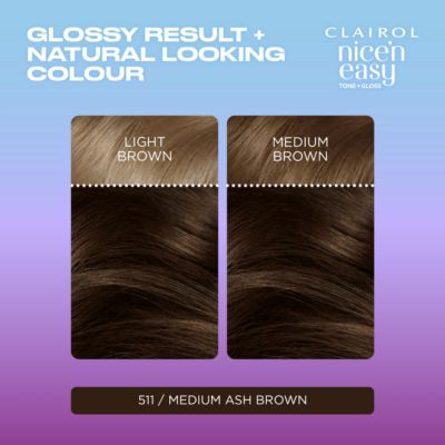 Nice'n Easy Tone + Gloss Semi Permanent Hair Dye - 511/77 Medium Ash Brown thumbnail 4