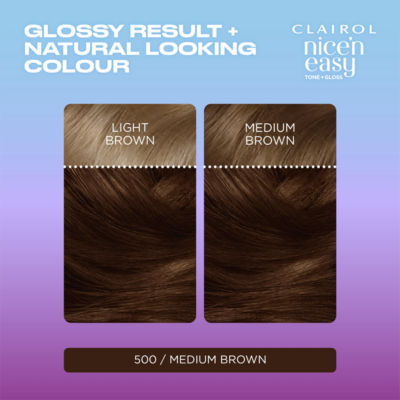 Nice'n Easy Tone + Gloss Semi Permanent Hair Dye - 500/765 Medium Brown thumbnail 4