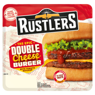 Rustlers The Epic Double Cheese Burger with Tomato Ketchup 145g