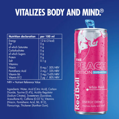 Peach Edition Sugarfree White Peach Energy Drink 355ml thumbnail 4