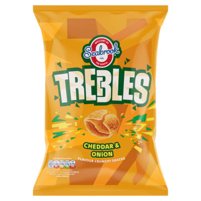 Trebles Cheddar & Onion Flavour Crunchy Snacks 120g thumbnail 2