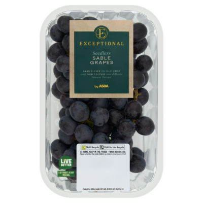 Exceptional by ASDA Seedless Sable Grapes 400g