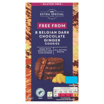 Free From 8 Belgian Dark Chocolate Ginger Cookies 150g
