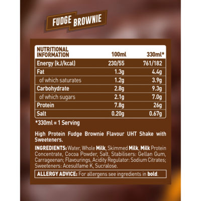 Fudge Brownie Flavour Protein Shake 330ml thumbnail 3