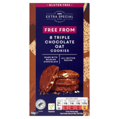 Free From 8 Triple Chocolate Oat Cookies 150g thumbnail 2