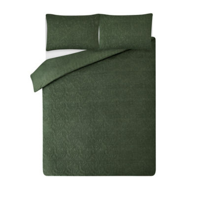 George Home Green Double Pinsonic Leaf Quilted Duvet Set