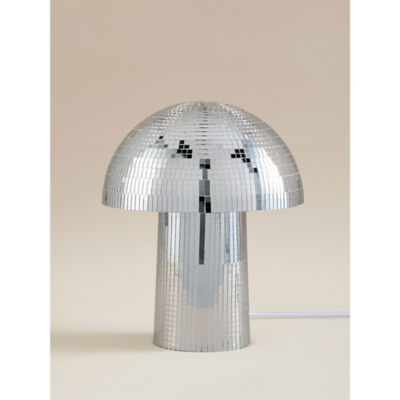 Silver-Tone Disco Mushroom Table Lamp thumbnail 2