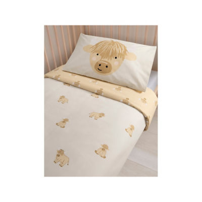 Beige Highland Cow Toddler Reversible Duvet Set thumbnail 2