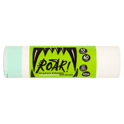 Roar 10 Drawstring Bin Bags 60 Litres