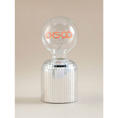 Silver-Tone Metal Bulb Disco Table Lamp thumbnail 2