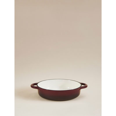 Burgundy Cast Iron Shallow Casserole Dish thumbnail 2