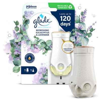 Electric Scented Oil Plug In Holder & Refill Eucalyptus & Lavender 20ml