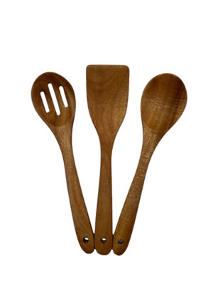 3pk Chunky Wooden Utensil Set thumbnail 2