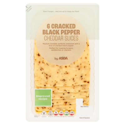6 Cracked Black Pepper Cheddar Slices 180g thumbnail 2