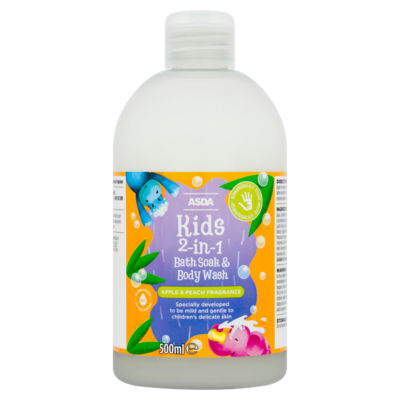 ASDA Kids 2-in-1 Apple & Peach Fragrance Bath Soak & Body Wash 500ml