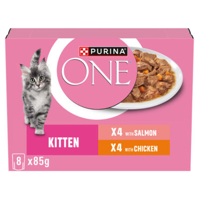 PURINA ONE Kitten Mini Filets in Gravy with Salmon and Carrots, with Chicken and Carrots pouch 85g thumbnail 2