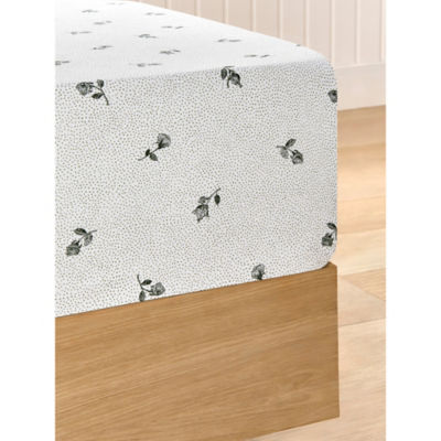 Green Vintage Rose Cotton Fitted Sheet thumbnail 3