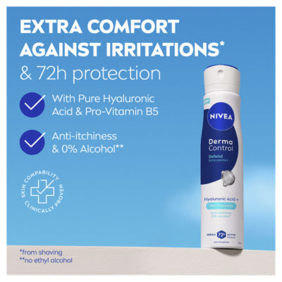 NIVEA Derma Control Defend Extra Comfort 72h Anti-Perspirant Deodorant Spray 250ml thumbnail 4